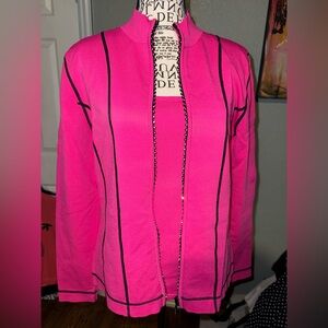 New 2pc active ware shirt & sweater. Bedazzled zipper, super stretchy size Large